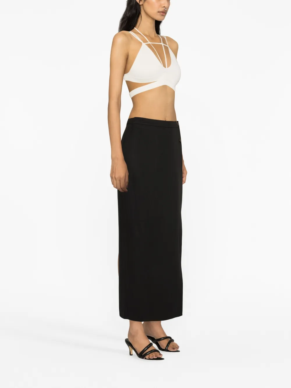 ANDREĀDAMO ribbed cut-out bra top Wit