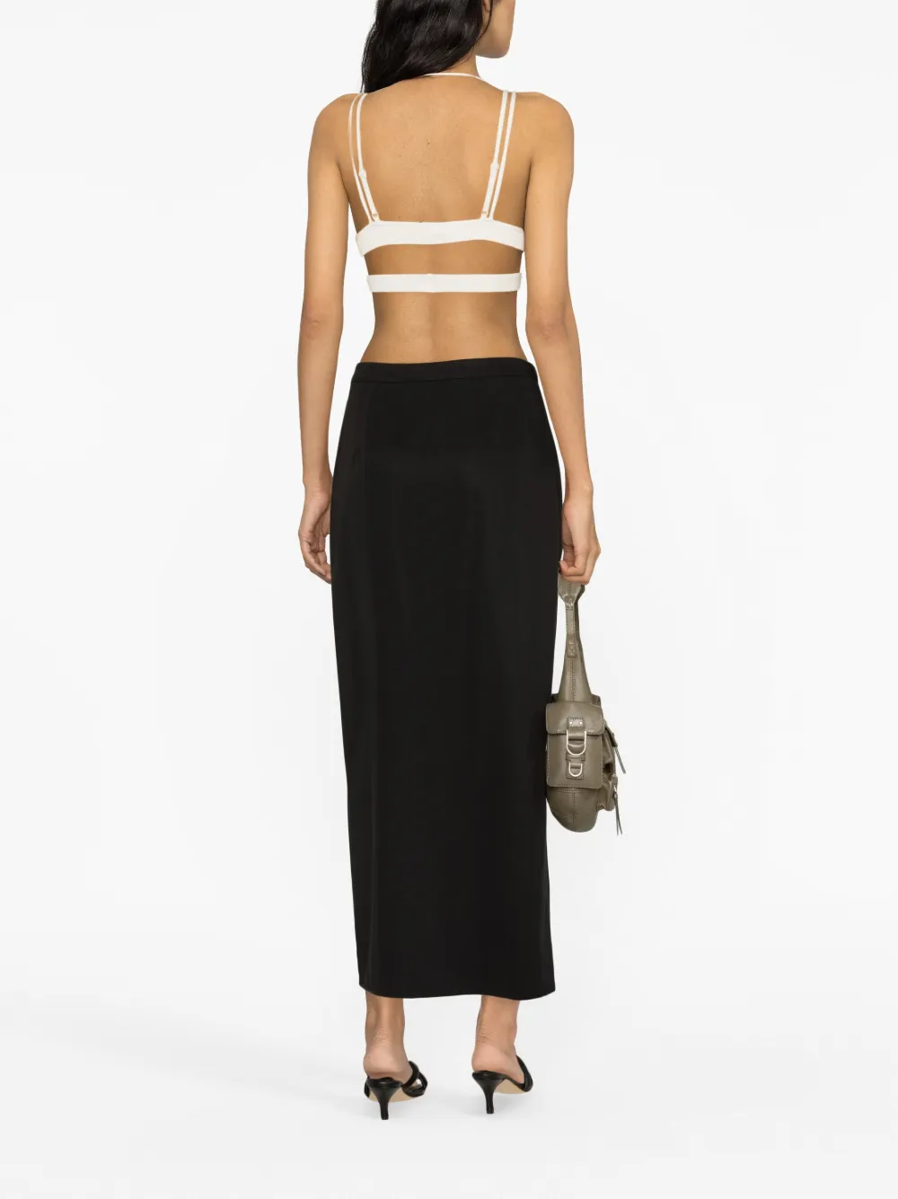 ANDREĀDAMO ribbed cut-out bra top Wit