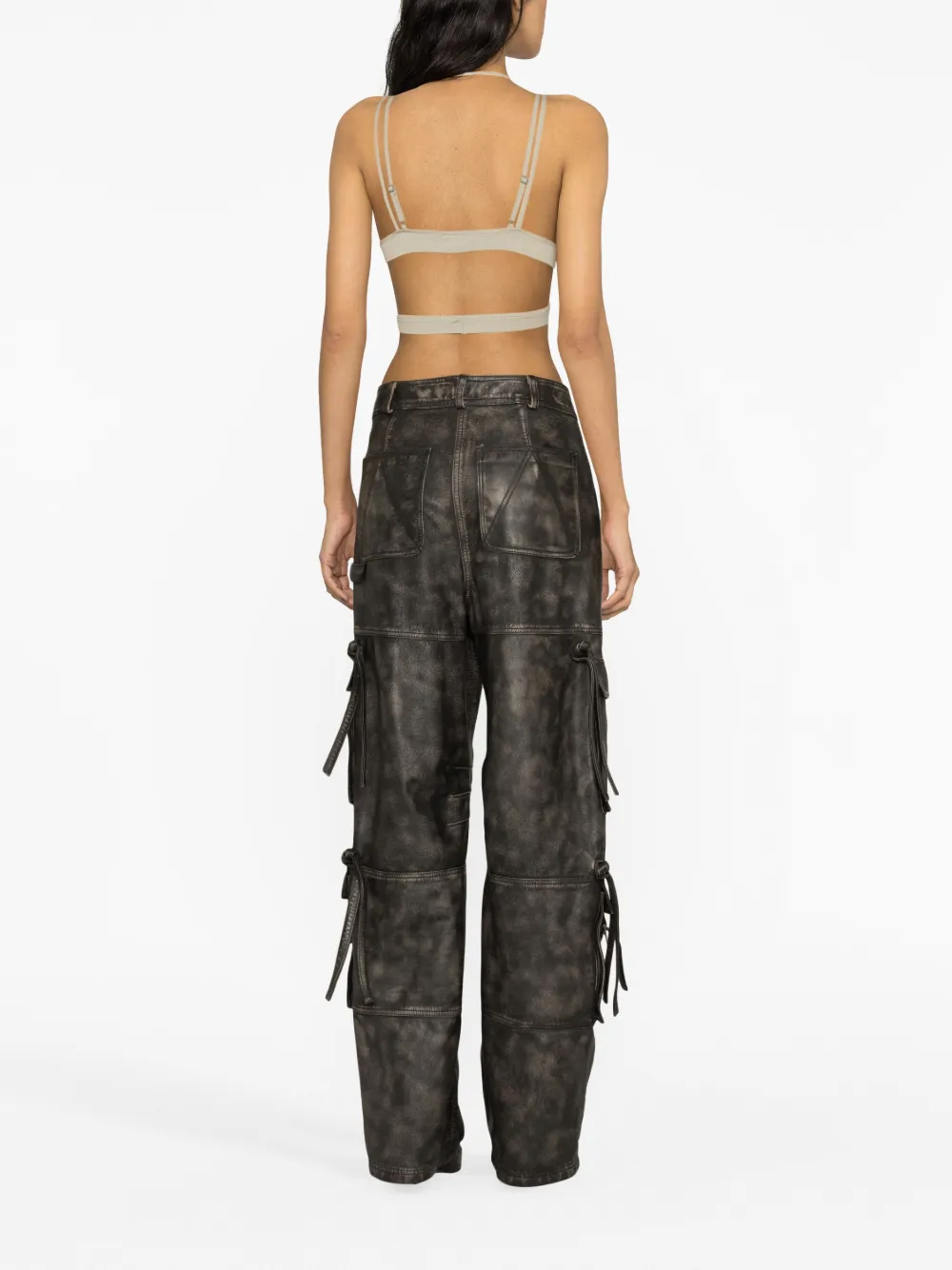 Andreädamo Geripptes Cropped-top Mit Cut-outs In Grey