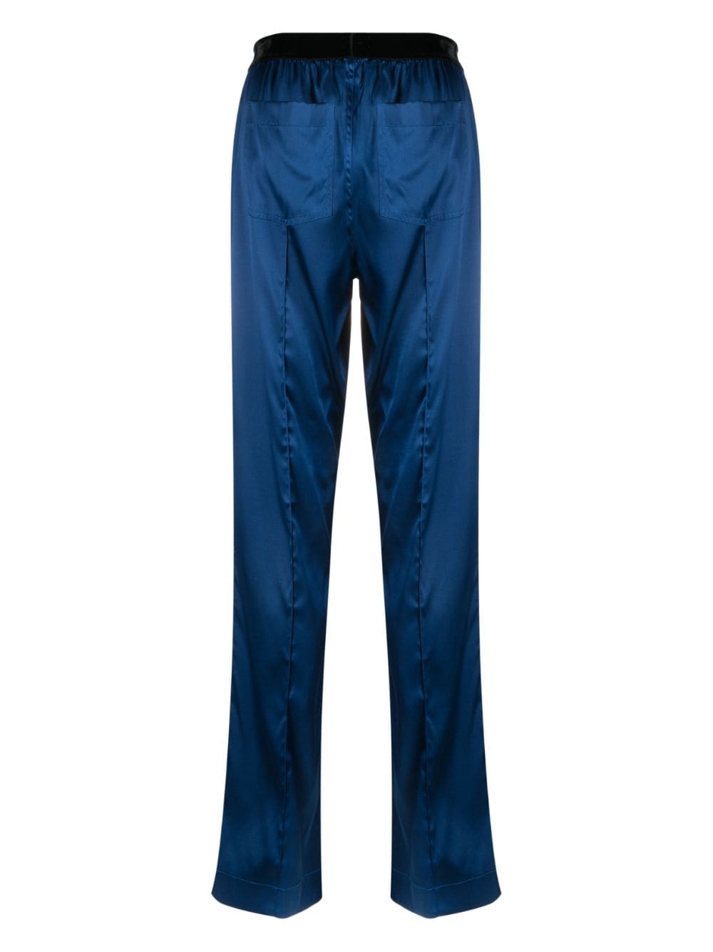 Shop Tom Ford Logo-waistband Silk Trousers In Blue