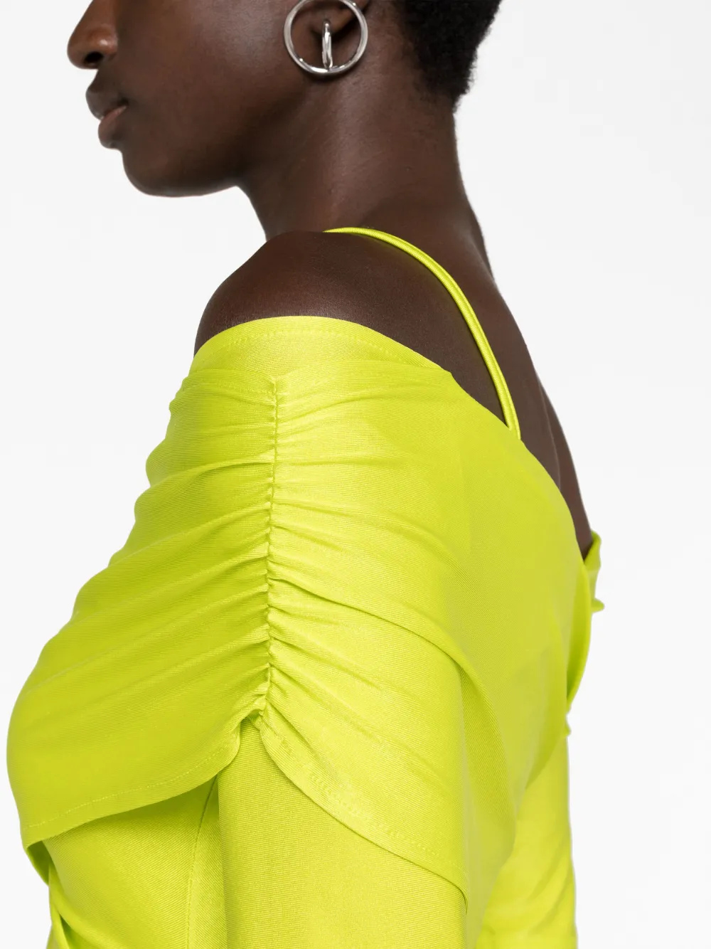Shop Stine Goya Sterre Off-shoulder Minidress In Green