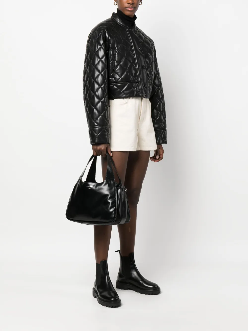 Emporio Armani Shopper met gelakte afwerking - Zwart