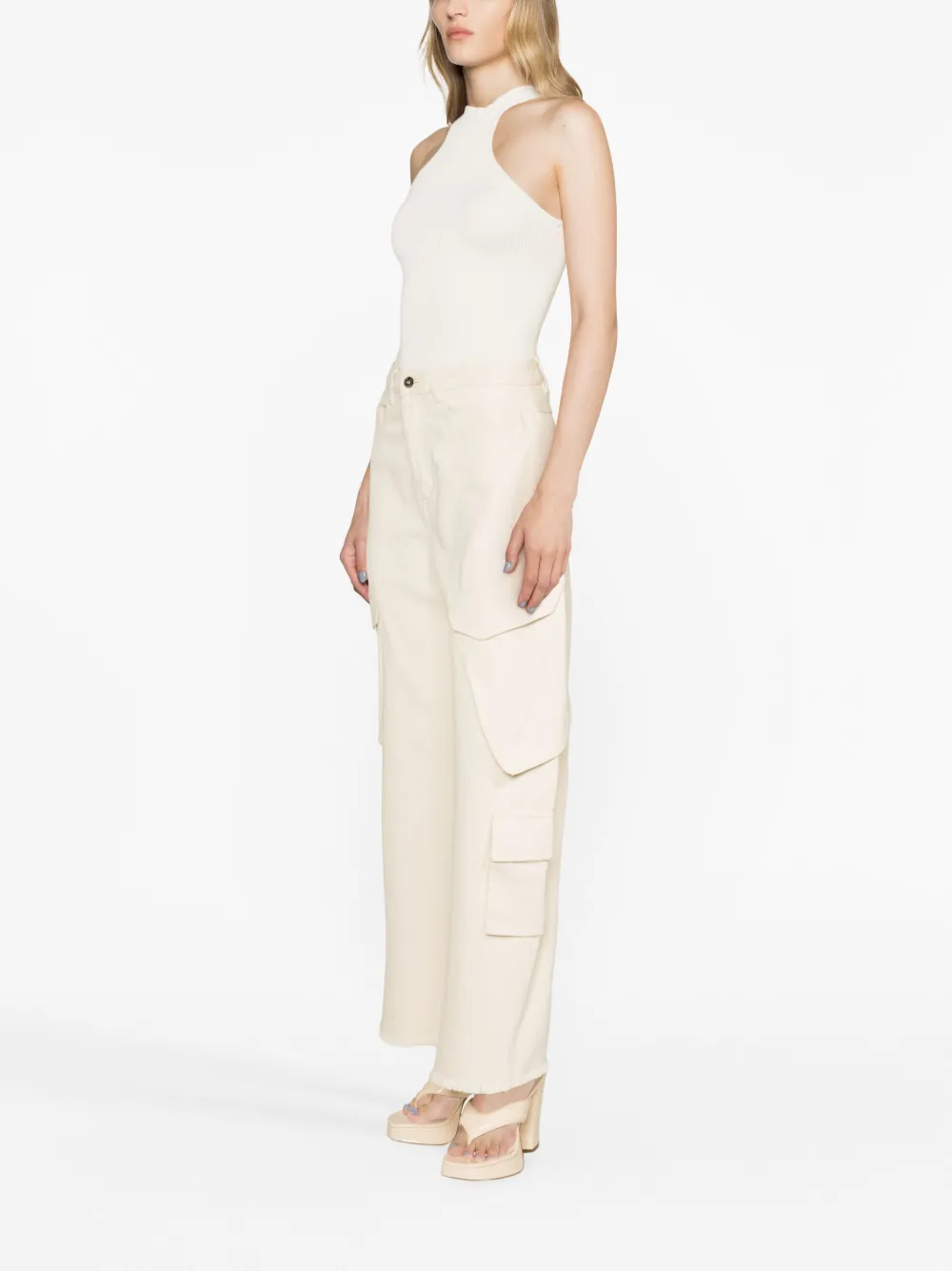 Shop Andreädamo Halterneck Tank Top In Neutrals