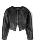 Monnalisa zip-up faux-leather jacket - Black