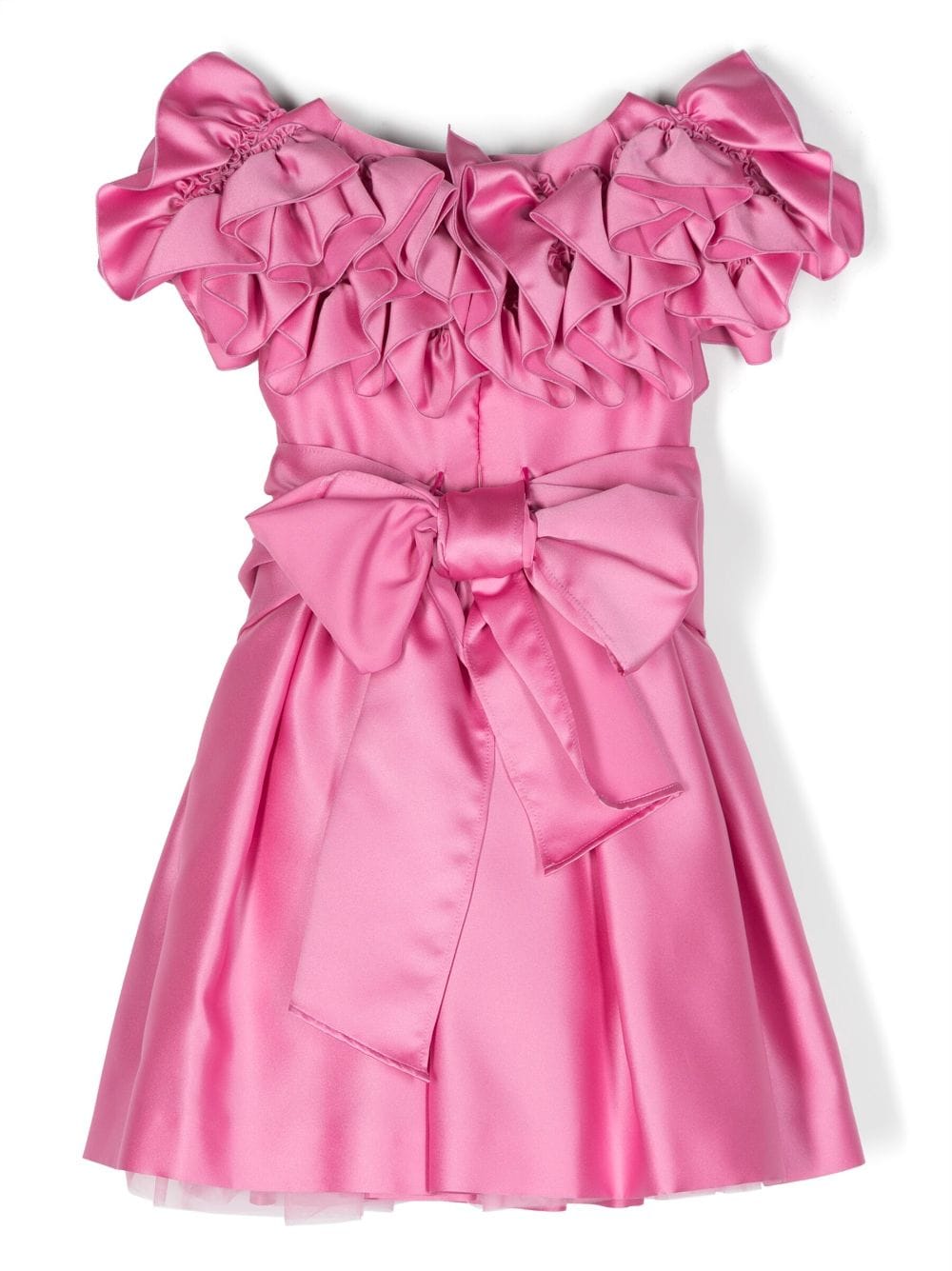 Shop Monnalisa Ruffled-collar Crystal-embellished Dress In Pink