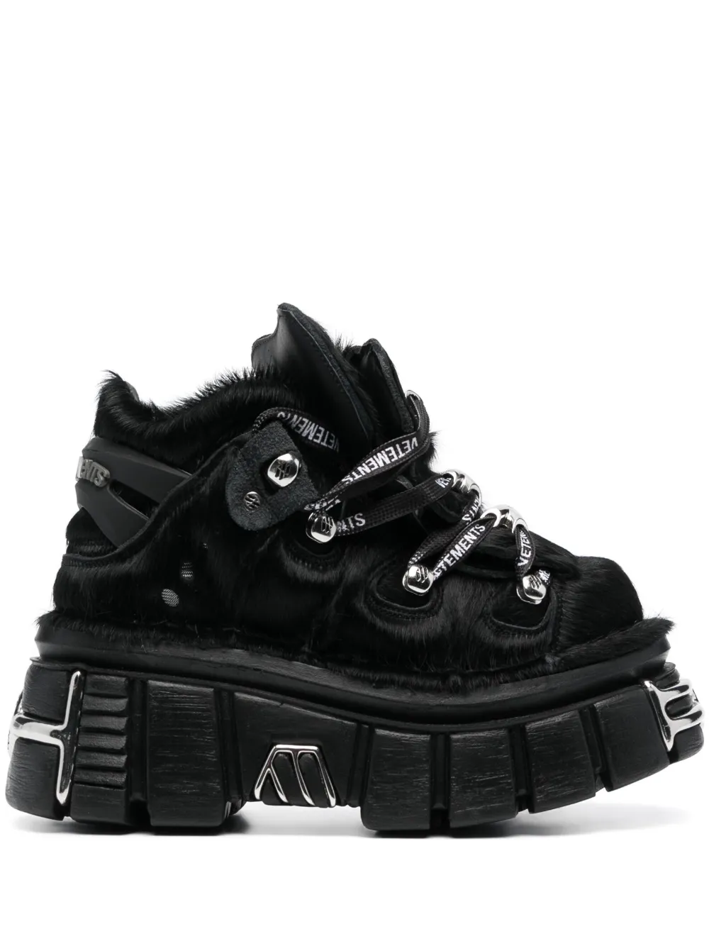 Shop Vetements 75mm Platform Leather Sneakers In Black