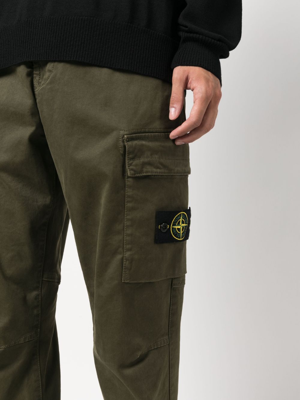 black cotton tapered-leg cargo trousers STONE ISLAND 7915313L1 A0129 - Nida