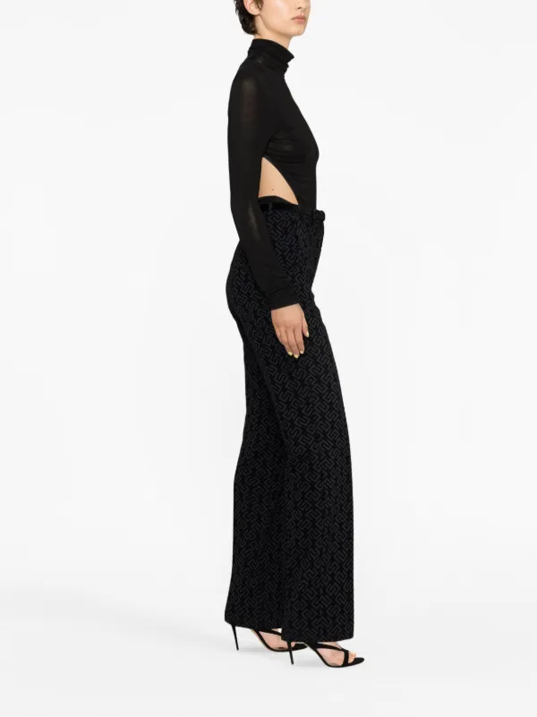パンツ ELISABETTA FRANCHI Women Straight Pants PA08651E2 110 Black Elisabetta Franchi monogram-pattern straight-leg Trousers