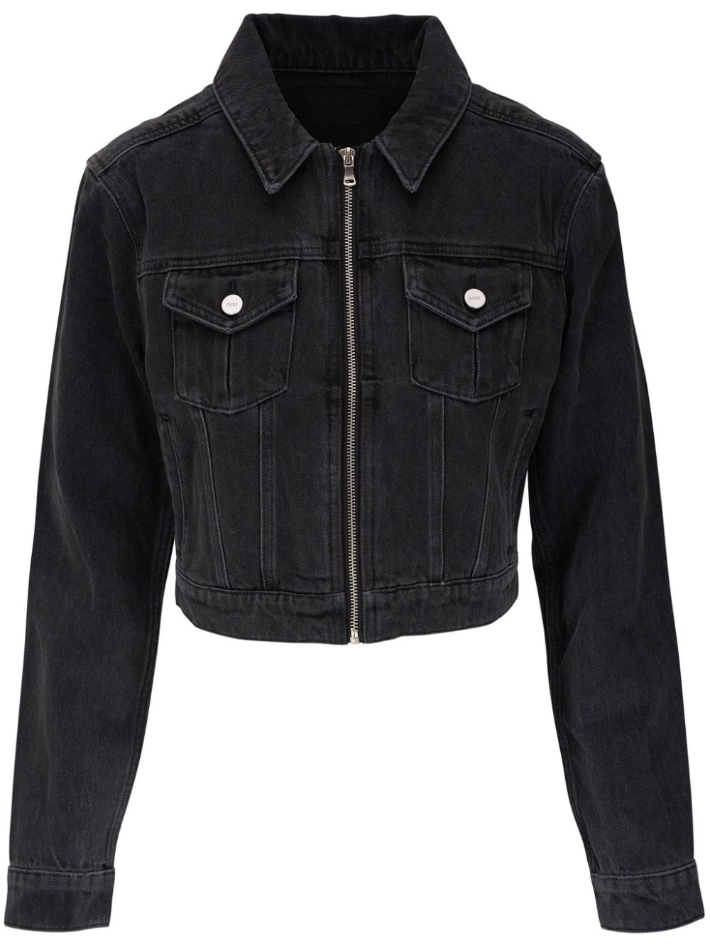 Paige Vivienne Cropped Denim Jacket In Black