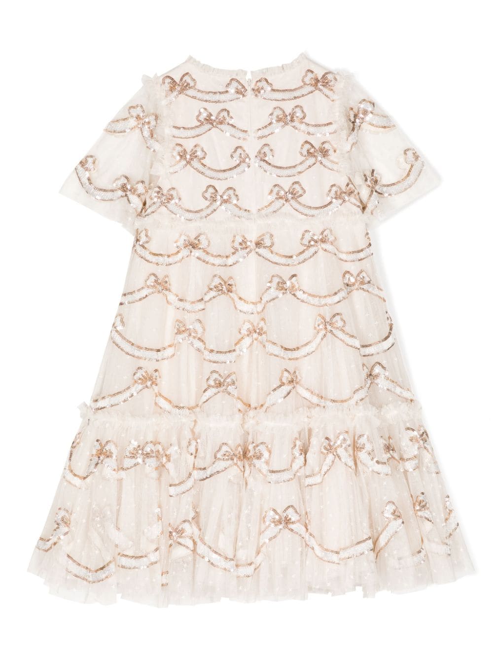 NEEDLE & THREAD KIDS bow-detail sequin dress - Wit