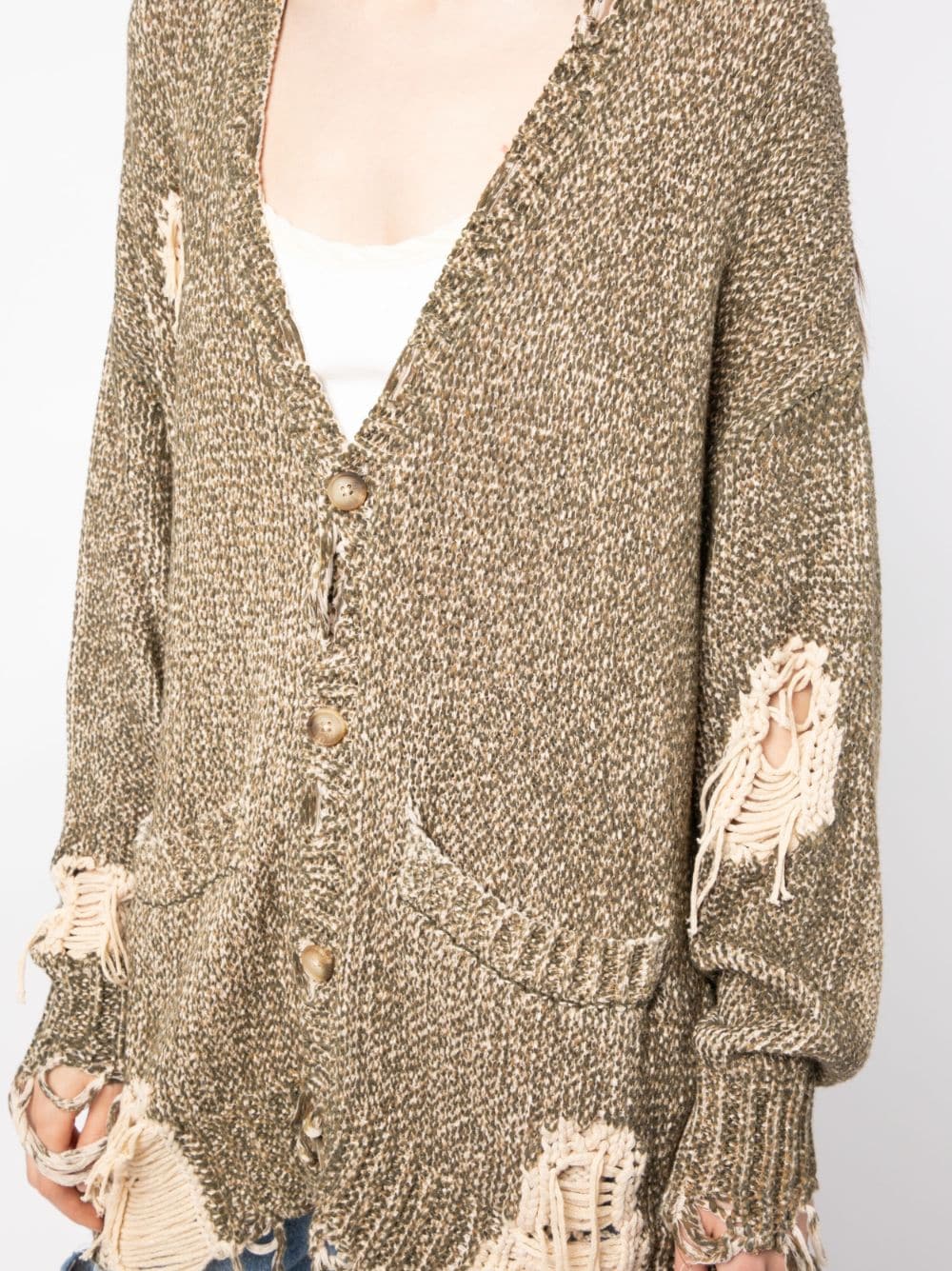 Shop R13 Jumbo Distressed Tweed-print Cardigan In Brown