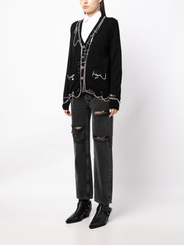 R13 Chain Embellished Merino Wool Cardigan Farfetch