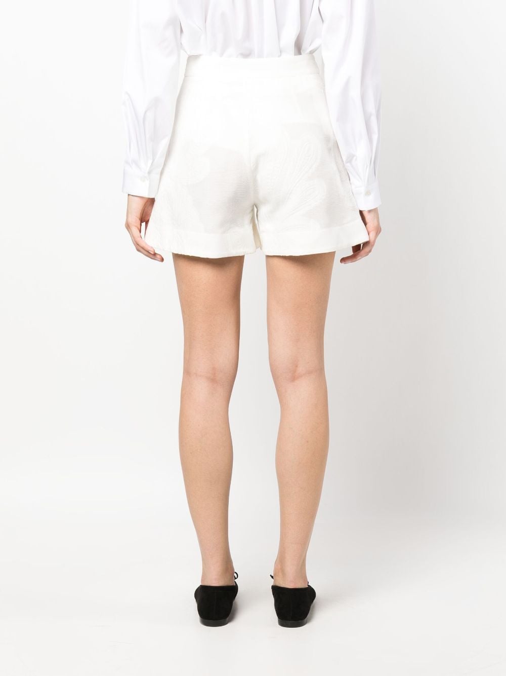 Shop La Doublej Jacquard-pattern Flared Shorts In White