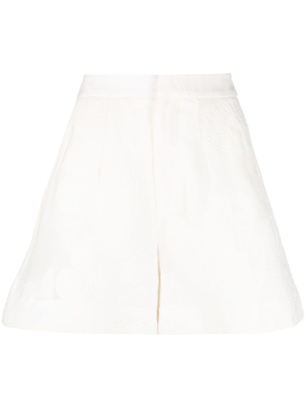La Doublej Jacquard-pattern Flared Shorts In White