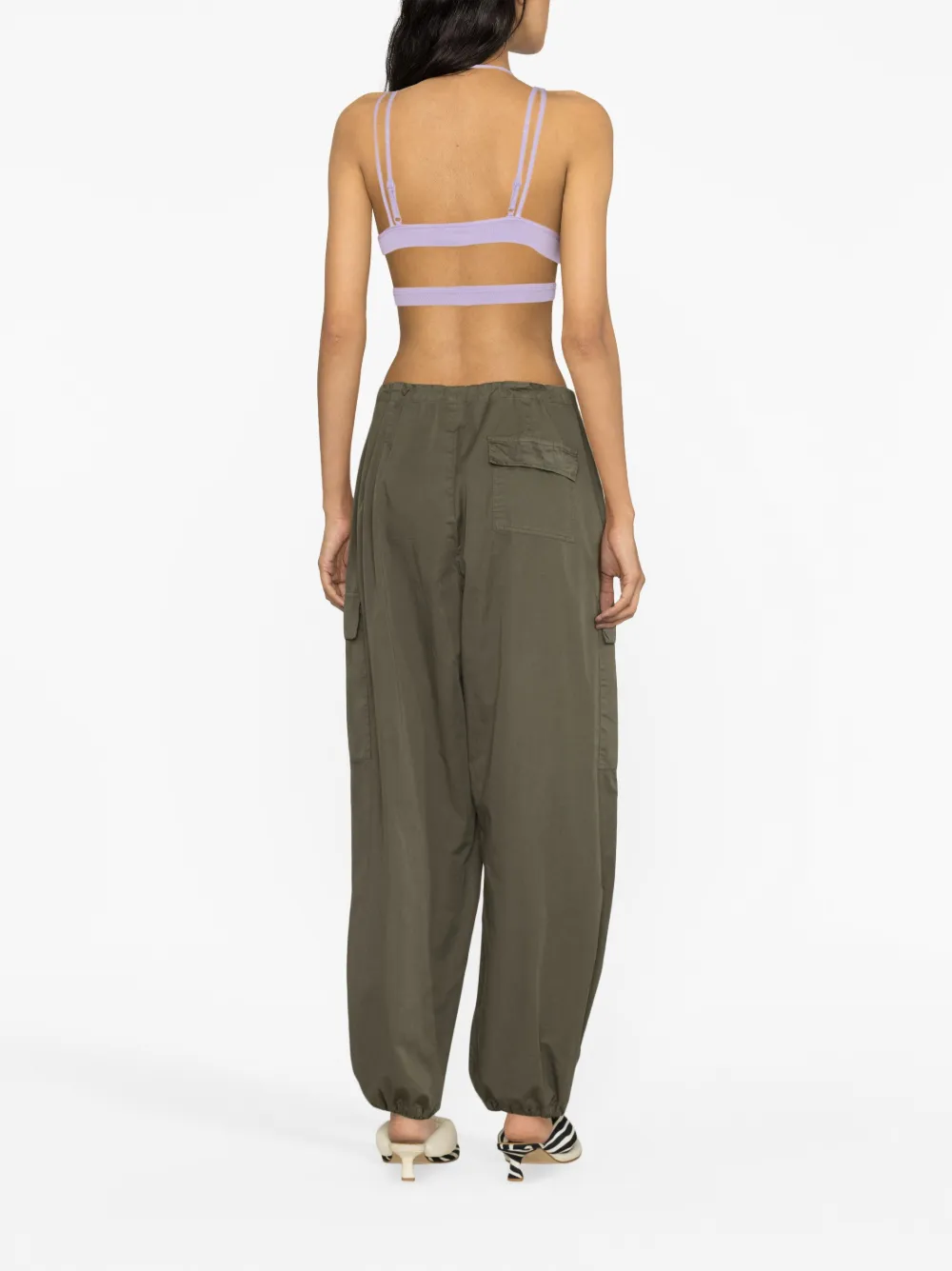 Shop Andreädamo Cut-out Ribbed Crop Top In Purple