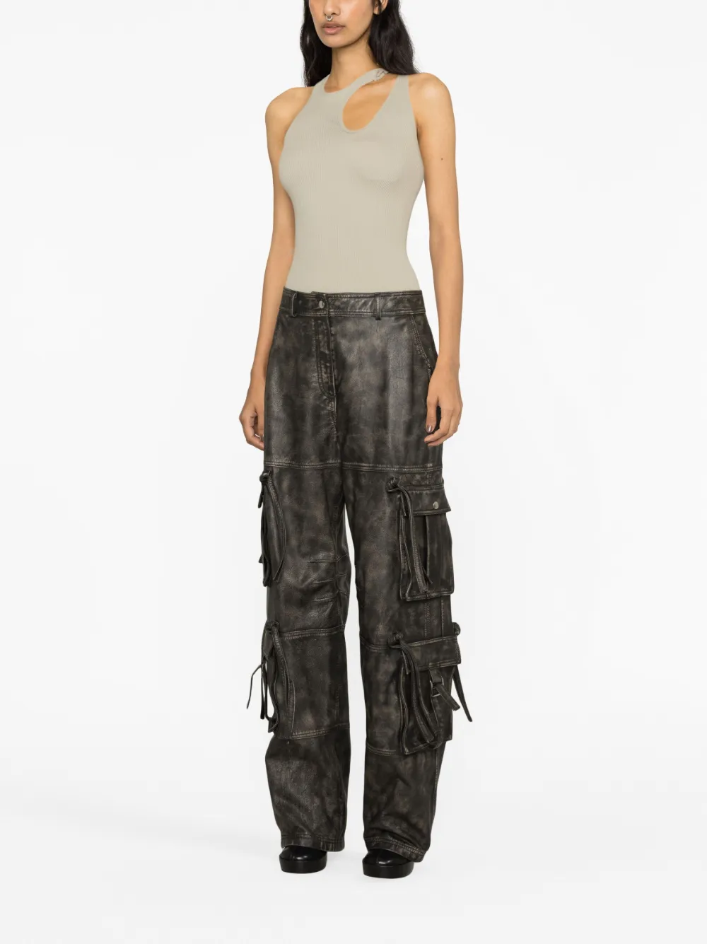 ANDREĀDAMO cut-out tank top Beige