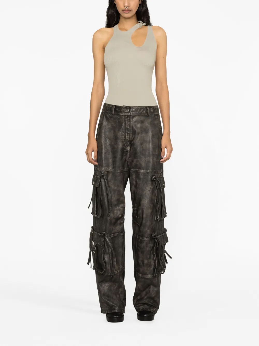 ANDREĀDAMO cut-out tank top - Beige