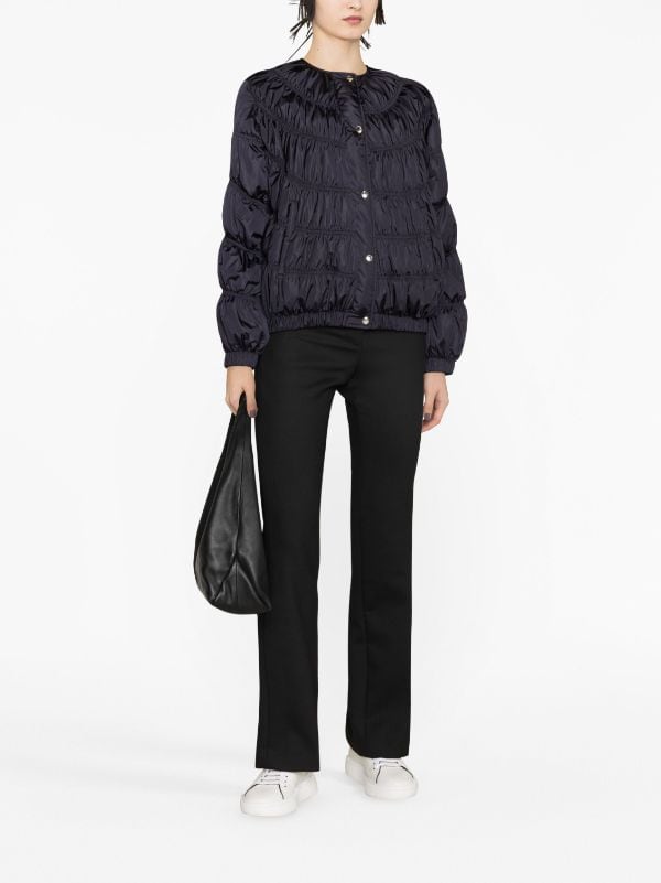 Ruched Hem Quilted Puffer Jacket