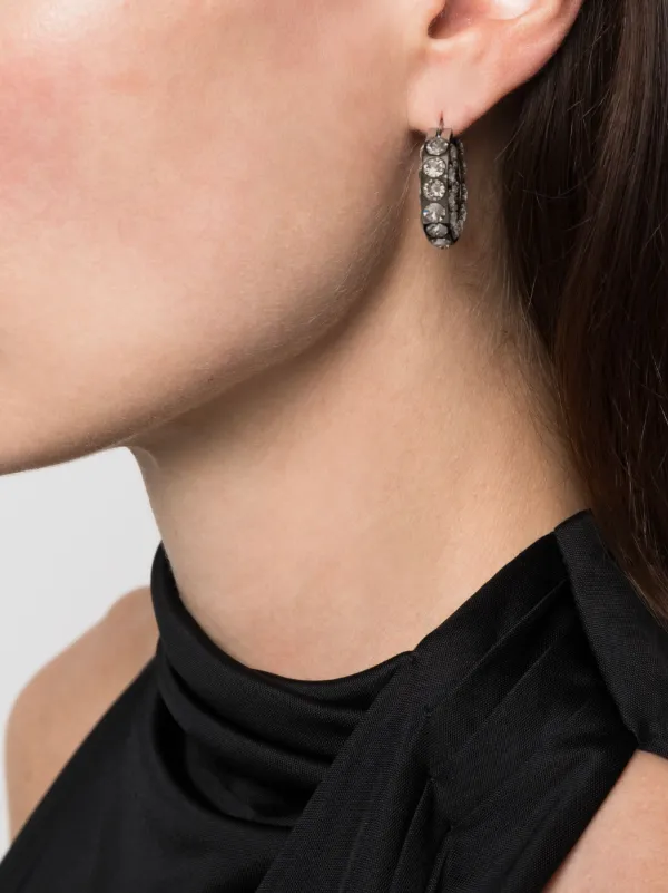 【Amina Muaddi】 Jahleel embellishedイヤリング Amina Muaddi Jahleel Crystal-embellished Earrings In Silver