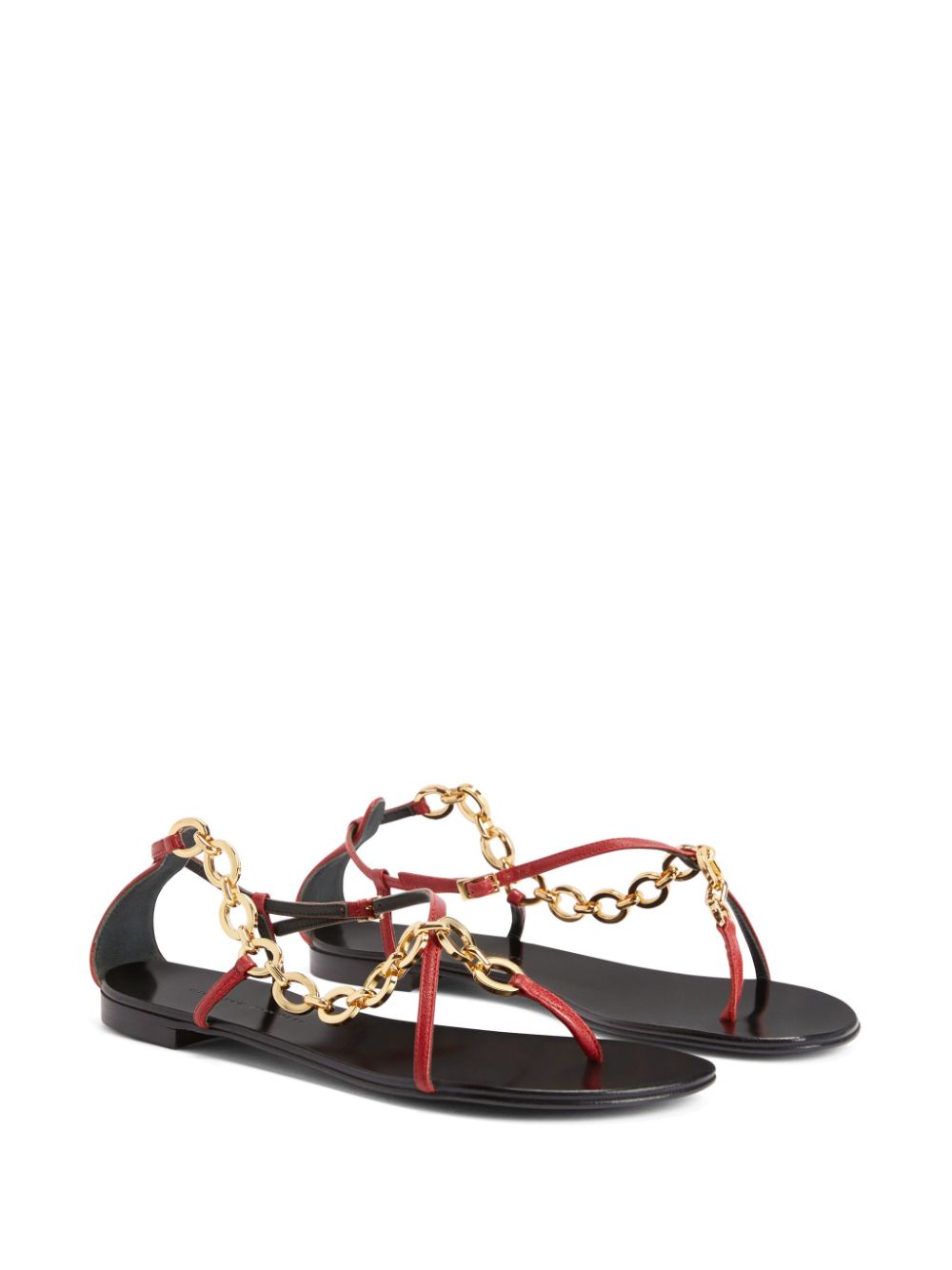 Giuseppe Zanotti Krabi chain link-detail leather sandals - Zwart