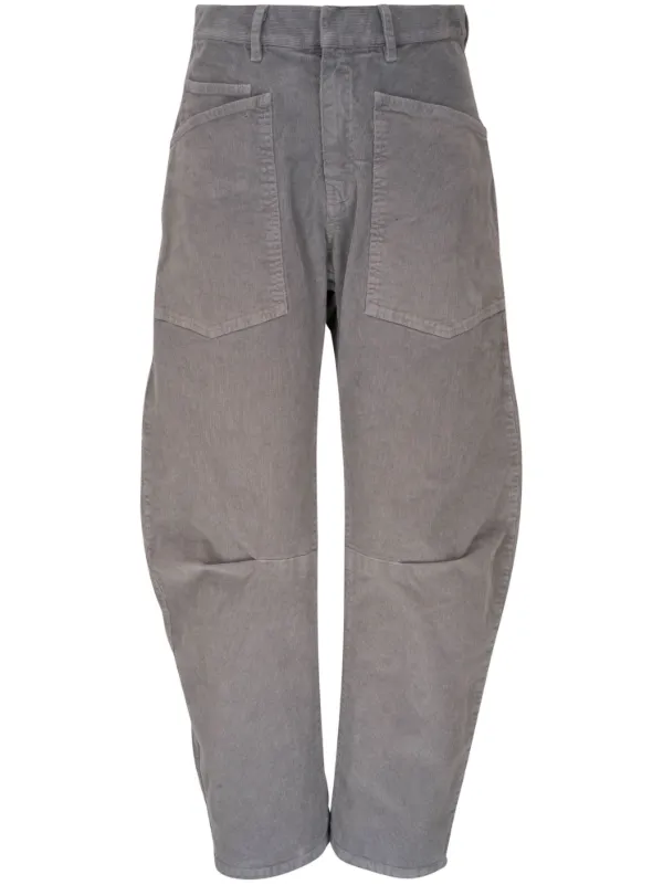 Nili Lotan High-waisted Corduroy Trousers in Grey