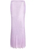 Self-Portrait embellished mesh midi skirt - Purple