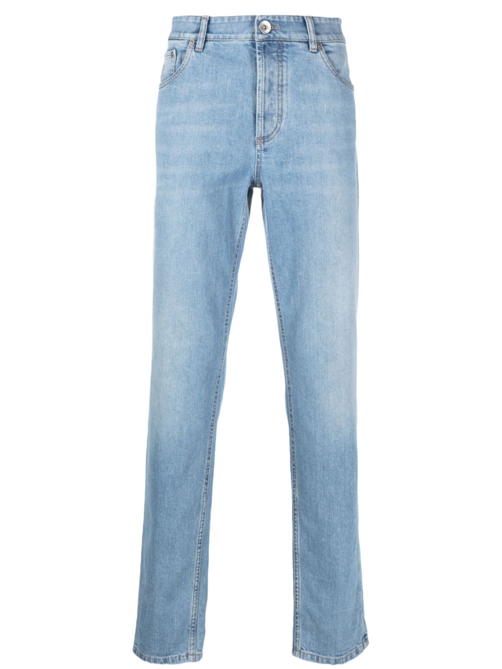 Shop Brunello Cucinelli Mid-rise Straight-leg Jeans In Blue