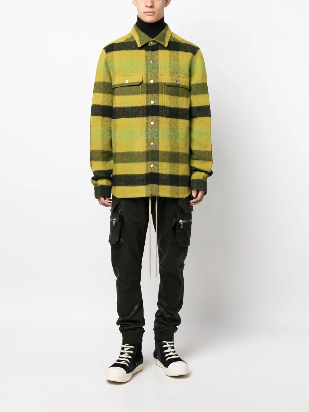 Rick Owens plaidchecked shirt jacket - Groen