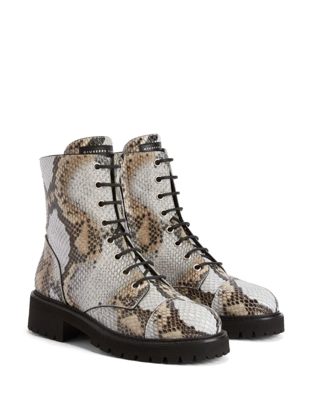 Shop Giuseppe Zanotti Thora Snakeskin-effect Ankle Boots In Neutrals