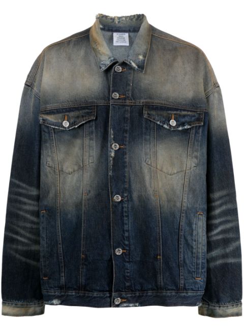 VETEMENTS distressed-effect stonewashed denim jacket 