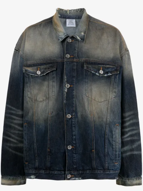 VETEMENTS distressed-effect stonewashed denim jacket 