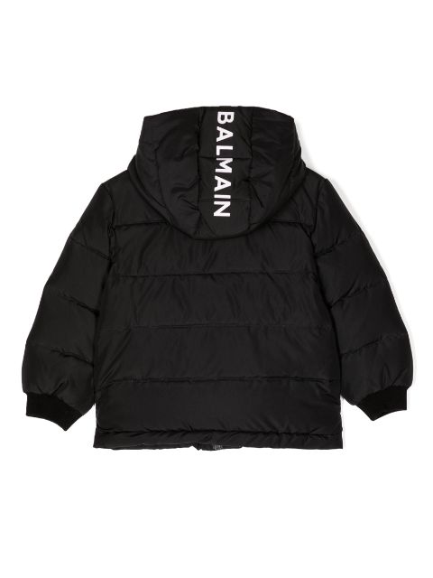 logo-print quilted padded jacket