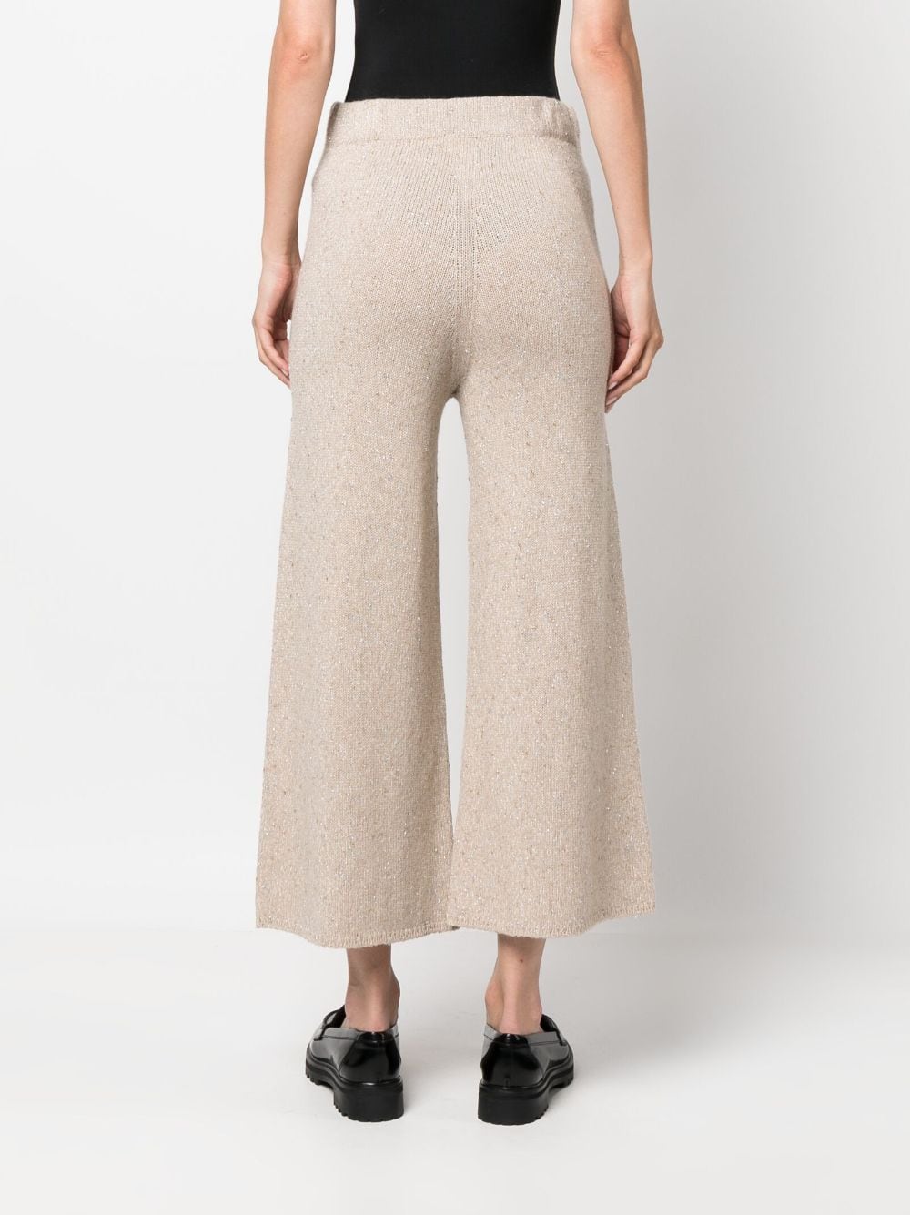 Shop Fabiana Filippi Cropped Knitted Trousers In Neutrals