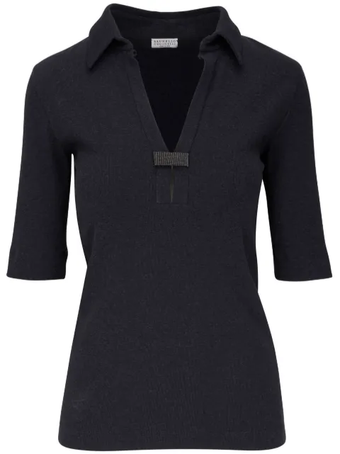Brunello Cucinelli V-neck half-sleeves top