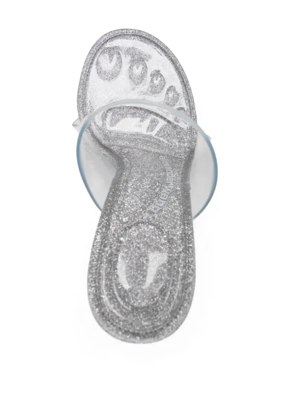 Alexander Wang Nudie 110mm Glittered Sandals | Silver | FARFETCH