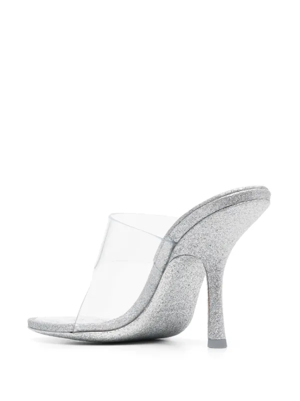【美品】ZINDA グラディエーター　23cm Alexander Wang Nudie 110mm Glittered Sandals | Silver