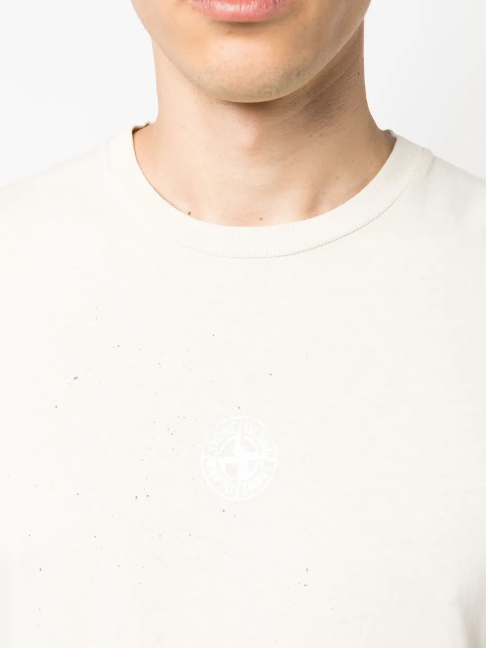 Stone Island T-shirt met logoprint Beige