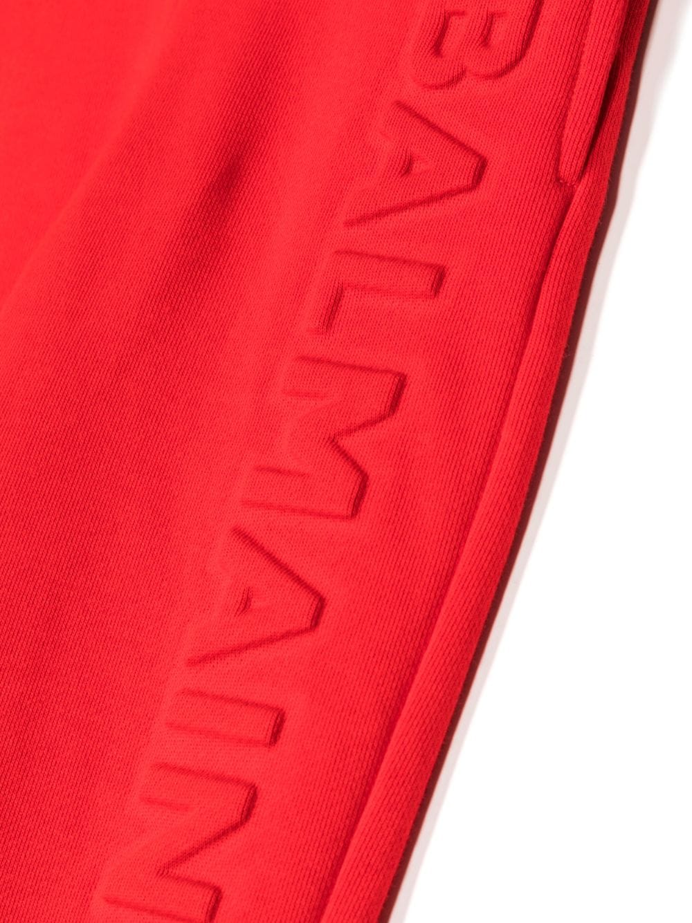 Shop Balmain Raised-logo Cotton Track Pants In Red