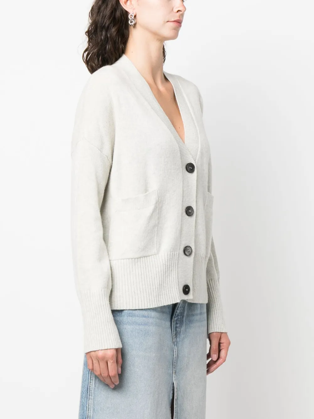 Roberto Collina V-neck Merino-cashmere Cardigan In 18 Grigio