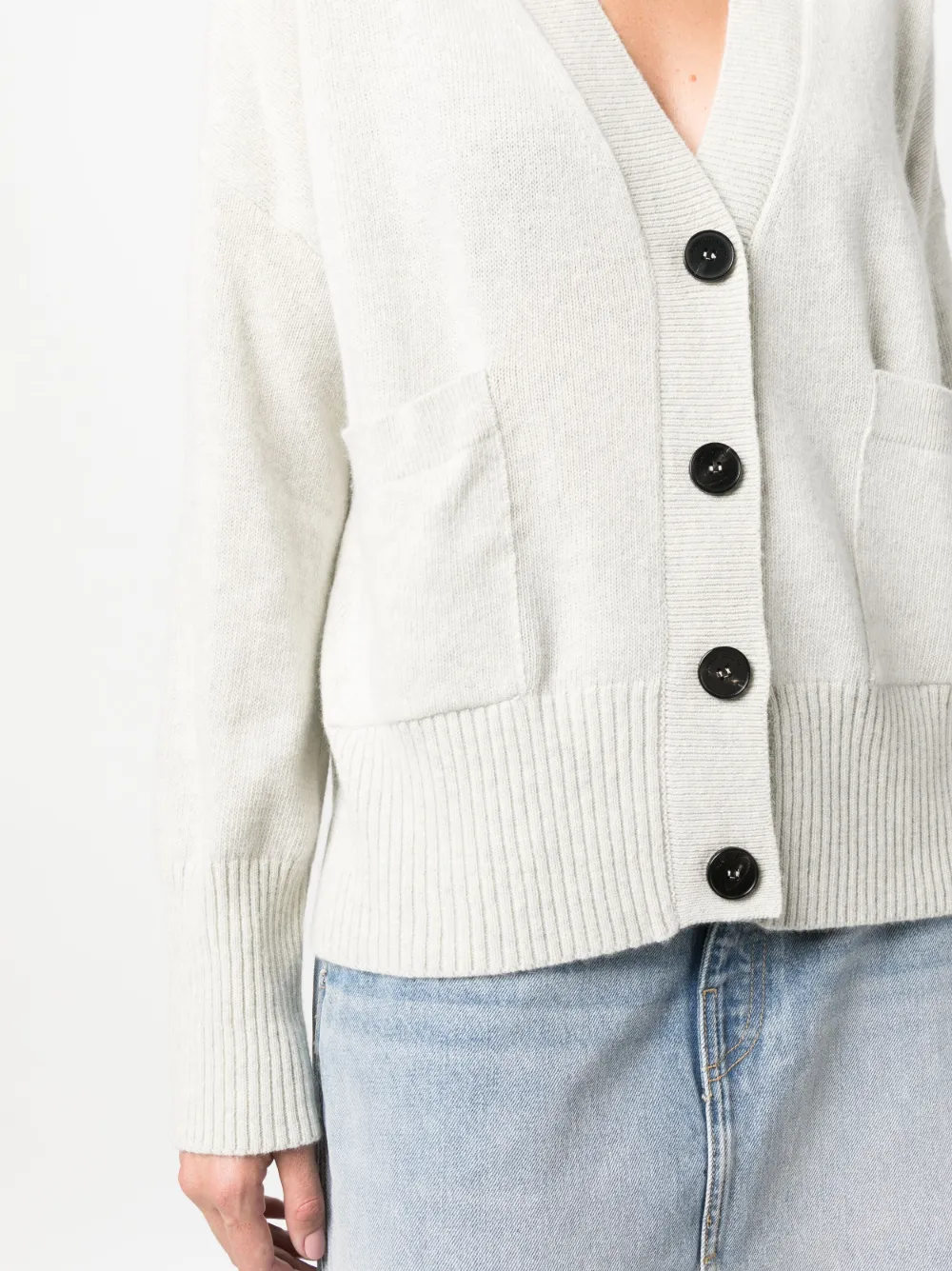 Roberto Collina V-neck Merino-cashmere Cardigan In 18 Grigio