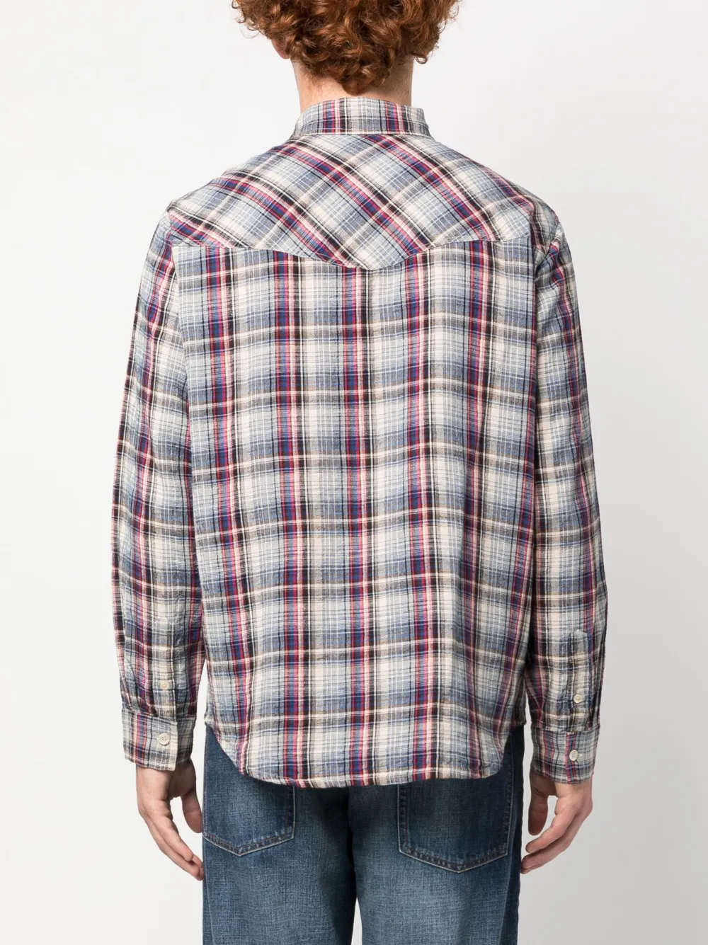 Shop Marant Check-print Two-pocket Shirt In Blue