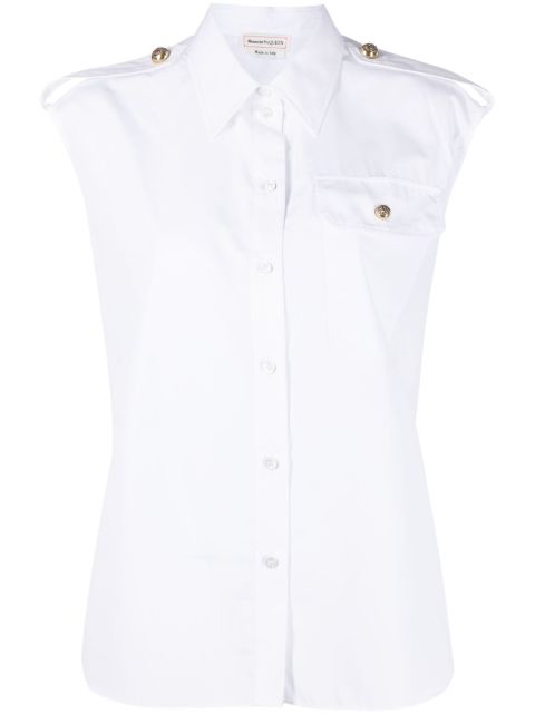 Alexander McQueen Military-pocket sleeveless shirt Women