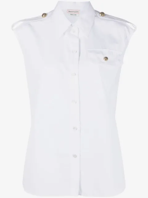 Alexander McQueen Military-pocket sleeveless shirt