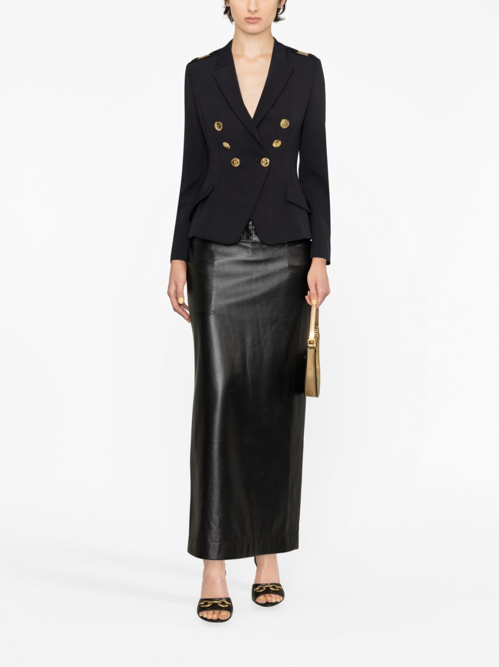 Elisabetta Franchi double-breasted crêpe blazer - Zwart