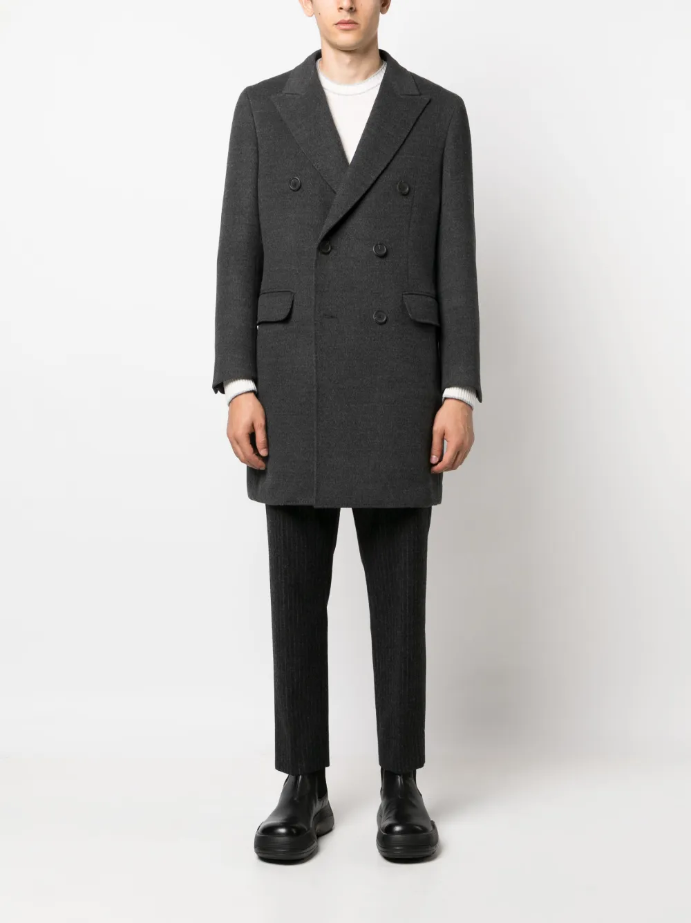 Canali double-breasted wool coat - Grijs