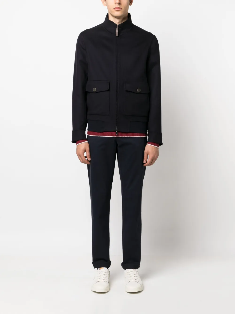 Canali zip-up wool jacket - Blauw