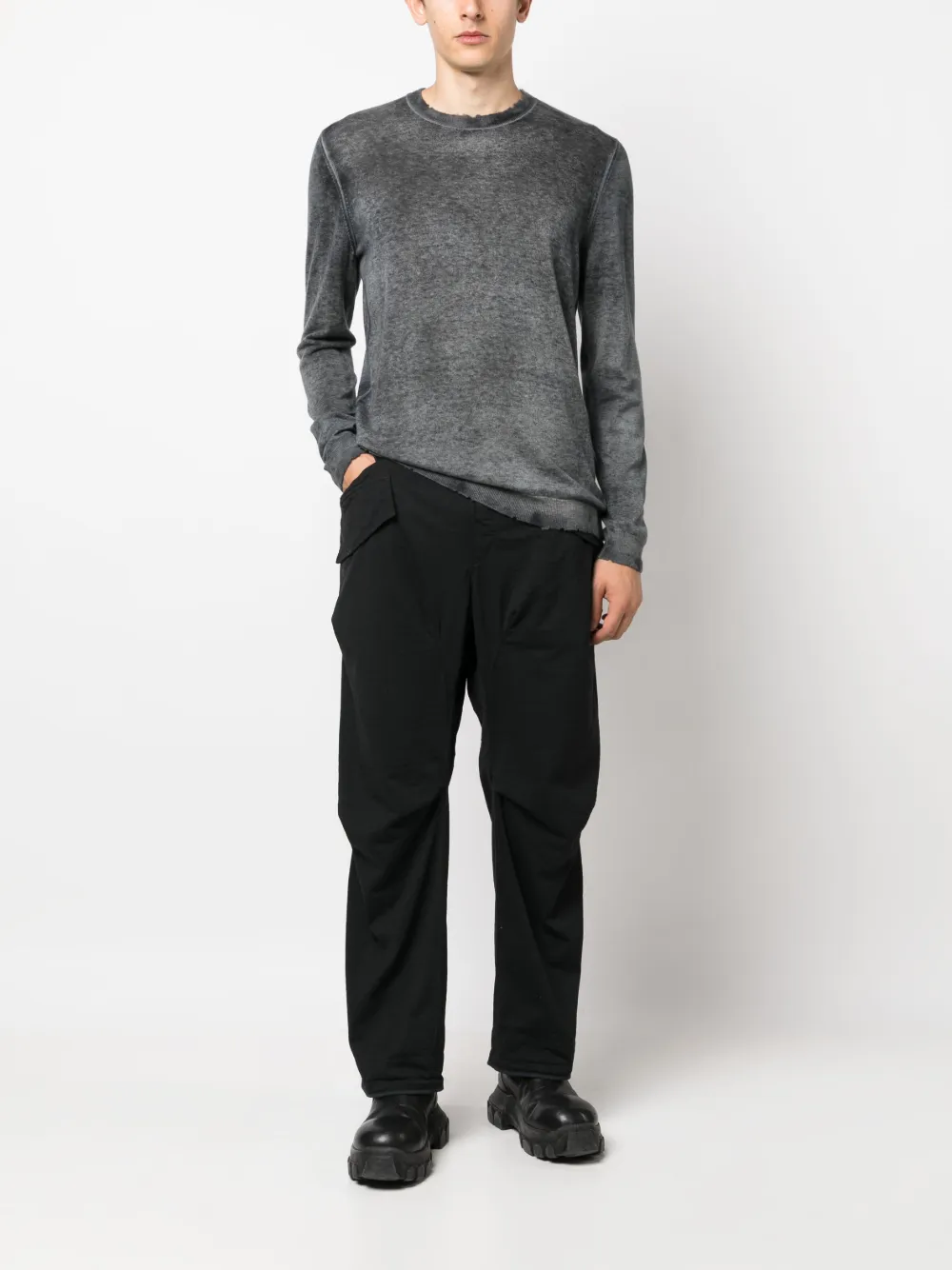 Avant Toi Sweater met gerafelde rand - Grijs