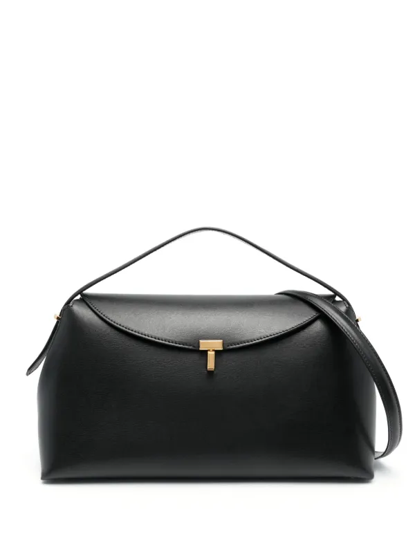 TOTEME T-Lock Leather Shoulder Bag Black FARFETCH EG