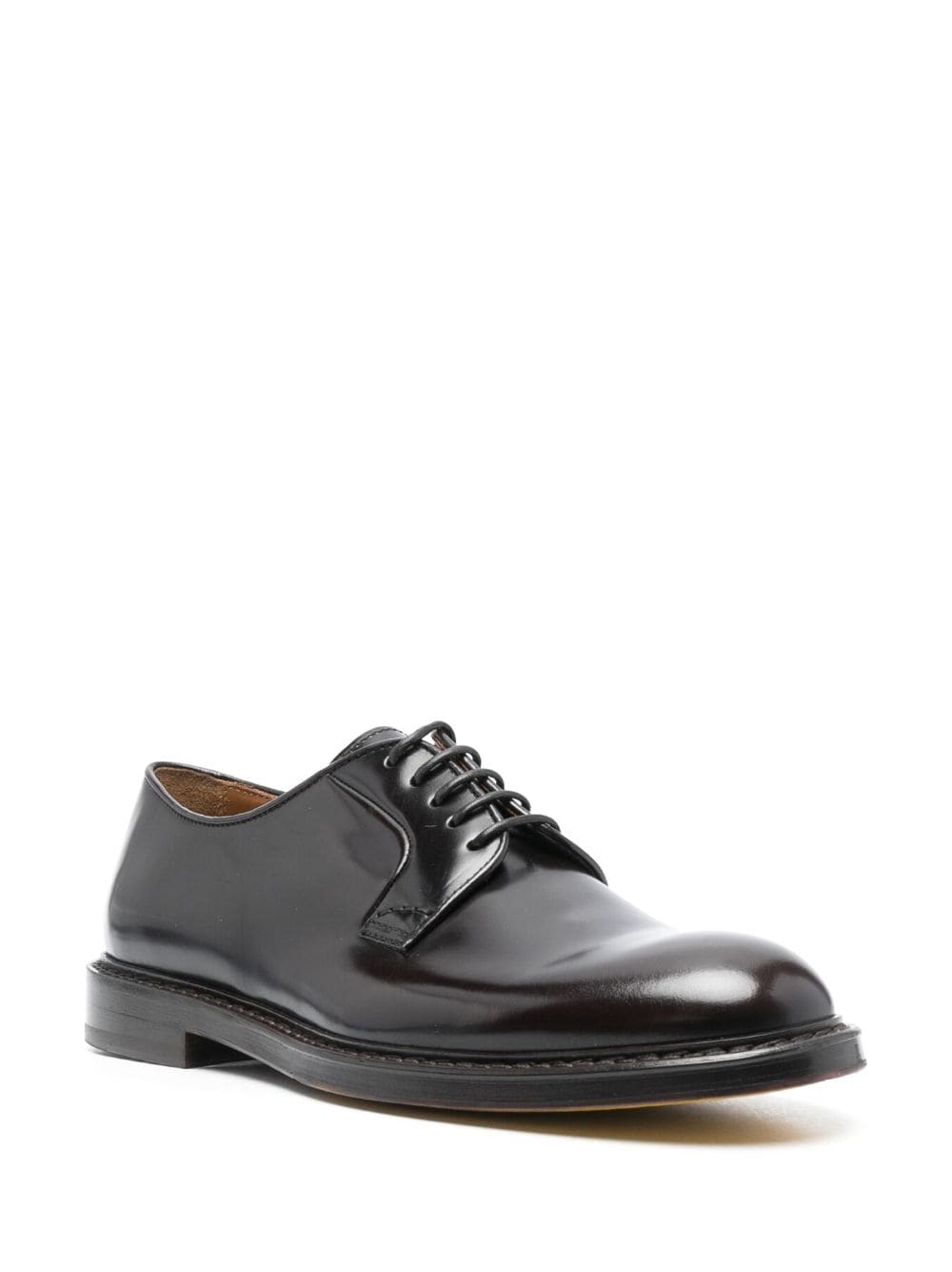 Shop Doucal's Round-toe Patent-leather Derby Shoes In Brown