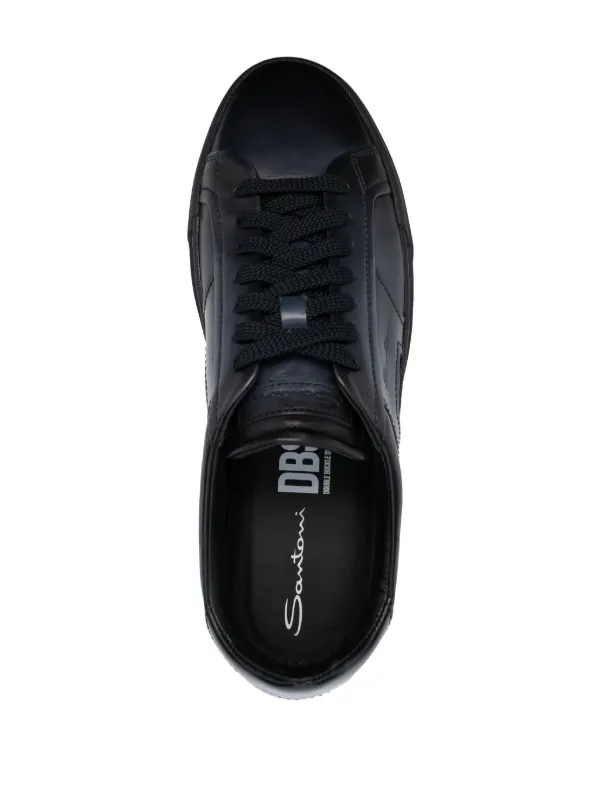 Santoni Double Buckle Leather Sneakers | Blue | FARFETCH